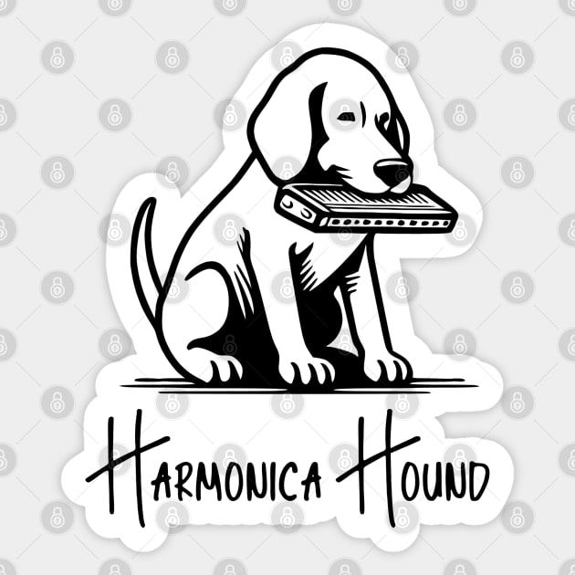 Harmonica Hound Sticker by KayBee Gift Shop